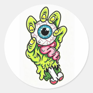 Gruseliger Augapfel-Monster-Hand-Vinyl-Aufkleber - Runder Aufkleber