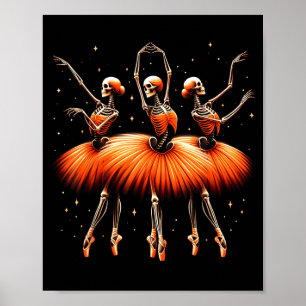 Gruseliger Ballerina-Skelett-Tanz Lustiger Hallowe Poster