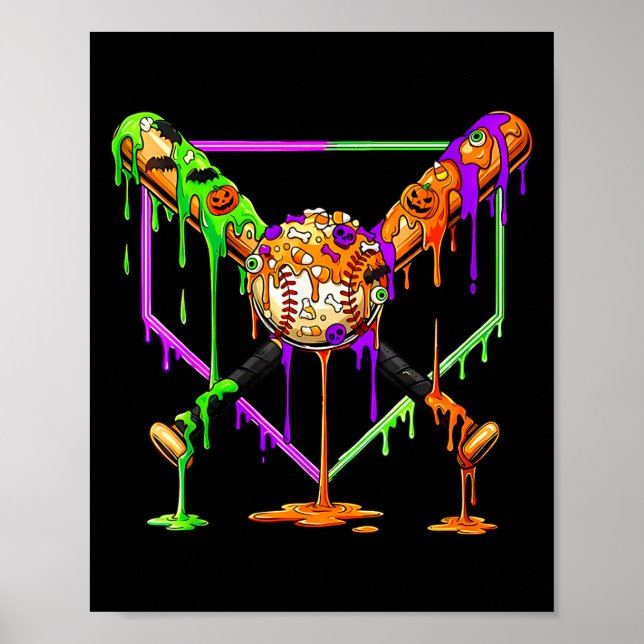 Gruseliger Baseball-Eis-Drip Home Plate Tröpfelnd Poster (Vorne)