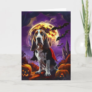 Gruseliger Basset Hound Hund Kürbisse Halloween  Karte