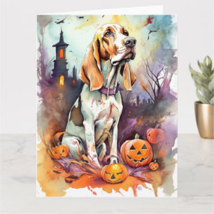 Gruseliger Basset Hound mit Kürbissen Halloween  Karte