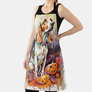 Gruseliger Basset Hound mit Kürbissen Halloween  Schürze