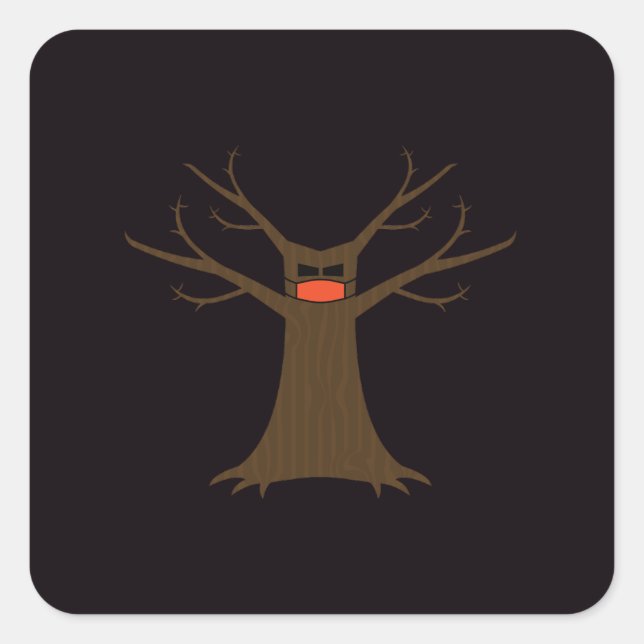 Gruseliger Baum mit Gesichtsmaske Sticker (Vorderseite)