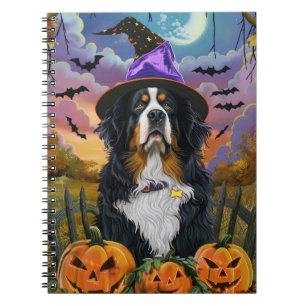 Gruseliger Berner Sennenhund Halloween Hexe Kürbis Notizblock