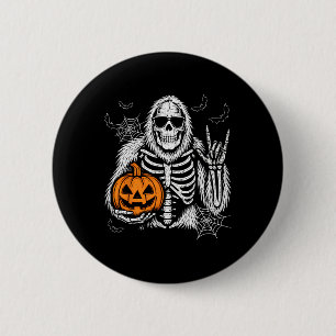 Gruseliger Bigfoot-Kürbis-Laterne-Skelett-Hallowee Button