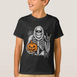 Gruseliger Bigfoot-Kürbis-Laternen-Skelett Hallowe T-Shirt
