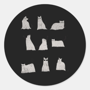 Gruseliger Boo Süßer Geisterkatze Kätzchen Vintage Runder Aufkleber