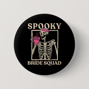 Gruseliger Braut-Squad-Skelett-Halloween-Junggesel Button
