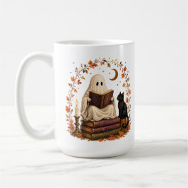 Gruseliger Buchclub-Geist und schwarze Katzen-Tass Kaffeetasse