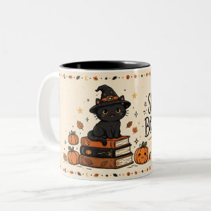 Gruseliger Buchclub Schwarze Katze Zweifarbige Tasse