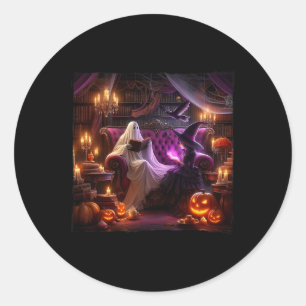 Gruseliger Buchhandlung Halloween Vintage Buchlade Runder Aufkleber