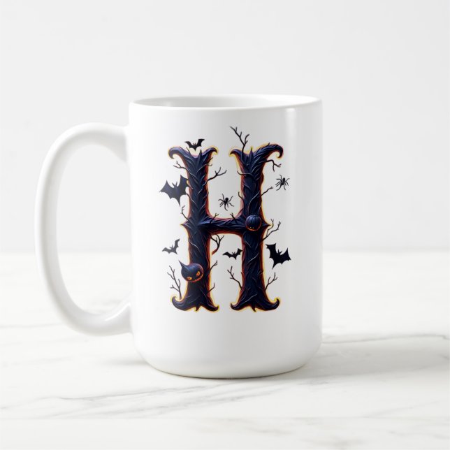 Gruseliger Buchstabe H Männer Kaffeetasse (Links)