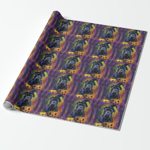 Gruseliger Bullmastiff-Hund Halloween-Hexe und Kür Geschenkpapier