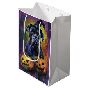 Gruseliger Bullmastiff-Hund Halloween-Hexe und Kür Mittlere Geschenktüte