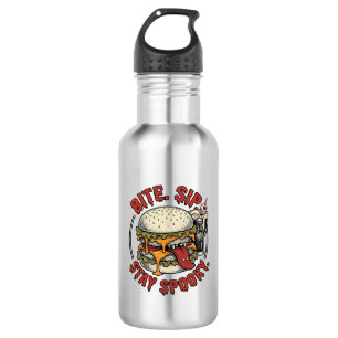 Gruseliger Burger-Shirt Vintage-Gravur Halloween G Edelstahlflasche