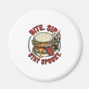 Gruseliger Burger-Shirt Vintage-Gravur Halloween G Magnet