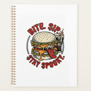 Gruseliger Burger-Shirt Vintage-Gravur Halloween G Planer