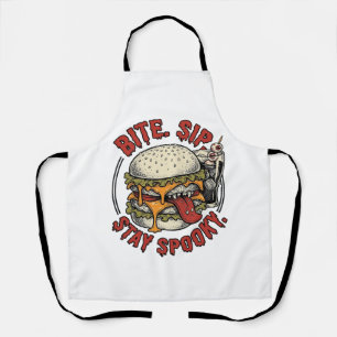 Gruseliger Burger-Shirt Vintage-Gravur Halloween G Schürze