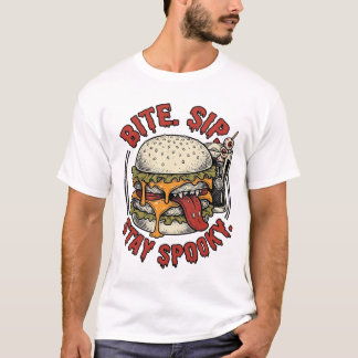 Gruseliger Burger-Shirt Vintage-Gravur Halloween G T-Shirt