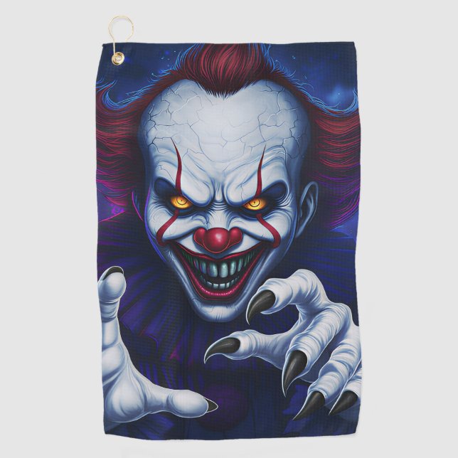 Gruseliger Clown Golf Handtuch  (Vorderseite)