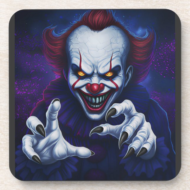 Gruseliger Clown Hartplastik-Untersetzer Getränkeuntersetzer (Vorderseite)