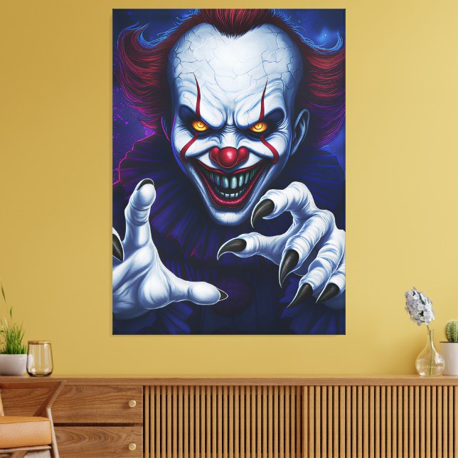 Gruseliger Clown Leinwanddruck (Insitu (Wohnzimmer))