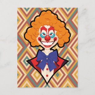 Gruseliger Clown Retro Gruselig Bunter Halloween Feiertagspostkarte