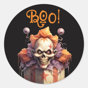 Gruseliger Clown-Totenkopf-Peek-a-Boo-Halloween im Runder Aufkleber