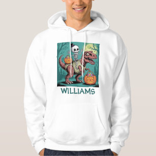 Gruseliger Dino-Reiter – Skelett auf Mumien-T-Rex Hoodie