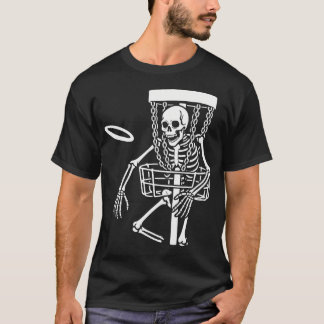 Gruseliger Disc-Golf spielender Skelett Halloween  T-Shirt