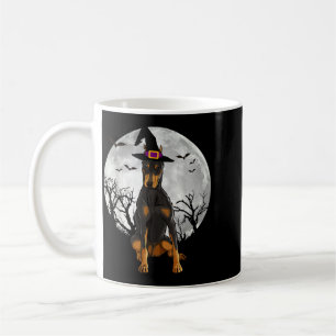 Gruseliger Dobermann Pinscher Hund Hexenhut Hallow Kaffeetasse