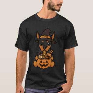 Gruseliger Dobermann Pinscher Kürbis Japanische Ra T-Shirt