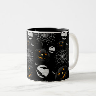 Gruseliger dunkler Halloween-Muster Zweifarbige Tasse