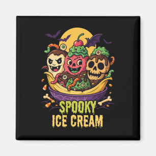 Gruseliger Eiscreme-Dessert Halloween-Design Magnet