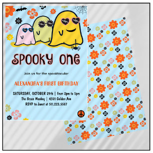 Gruseliger erster Geburtstag Ghost Groovy Hallowee Einladung