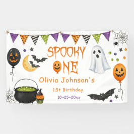 Gruseliger Erster Geburtstag Retro Halloween-Party Banner