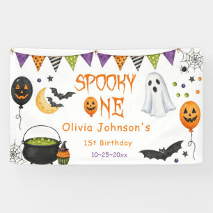 Gruseliger Erster Geburtstag Retro Halloween-Party Banner