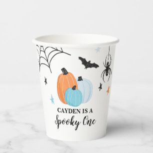 Gruseliger Erster Halloween blaue Kürbisse 1. Gebu Pappbecher