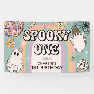 Gruseliger Erster Retro 1. Geburtstag Halloween-Pa Banner