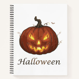 Gruseliger Feuriger Jack-o'-Lantern Halloween-Kürb Notizbuch