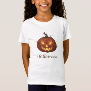 Gruseliger Feuriger Jack-o'-Lantern Halloween-Kürb T-Shirt
