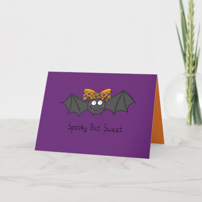 Gruseliger Fledermaus-Süßigkeiten - Halloween-Gruß Karte (Vorderseite)