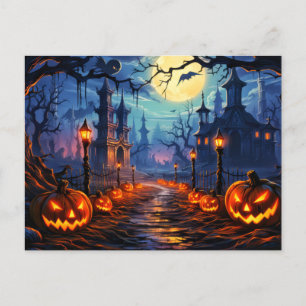 Gruseliger Friedhof Frohes Halloween Postkarte