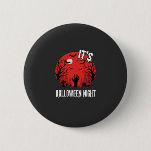 Gruseliger Friedhof-Vektor für Halloween Nacht Button