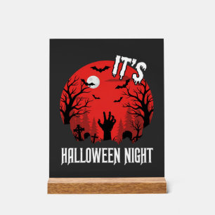 Gruseliger Friedhof Vektor Halloween Nacht Acrylschild