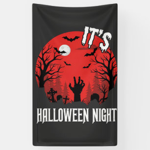 Gruseliger Friedhof Vektor Halloween Nacht Banner