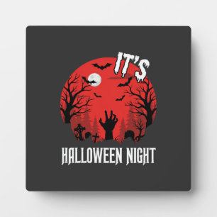 Gruseliger Friedhof Vektor Halloween Nacht Fotoplatte