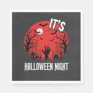 Gruseliger Friedhof Vektor Halloween Nacht Serviette