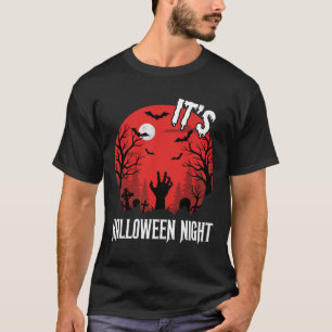 Gruseliger Friedhof Vektor Halloween Nacht T-Shirt