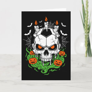 Gruseliger Fußball-Schädel-Halloween-Kerzen-Kürbis Karte